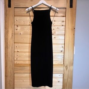 Old Navy Black Sheath Midi Dress Spaghetti Strap Cocktail